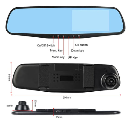 Dual Lens 4.19" Car Dash Cam 1080P Front and Rear