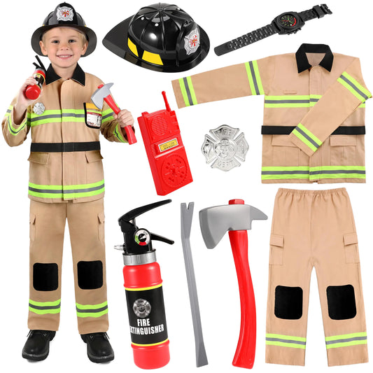GIFTINBOX Firefighter Costume For BoysFireman Costume For Boys With Accessories Toddler Halloween Costumes For Kids 3-12…