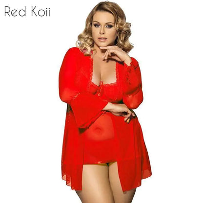 Plus Size Sexy Lingerie Set - 3-Piece Sleepwear