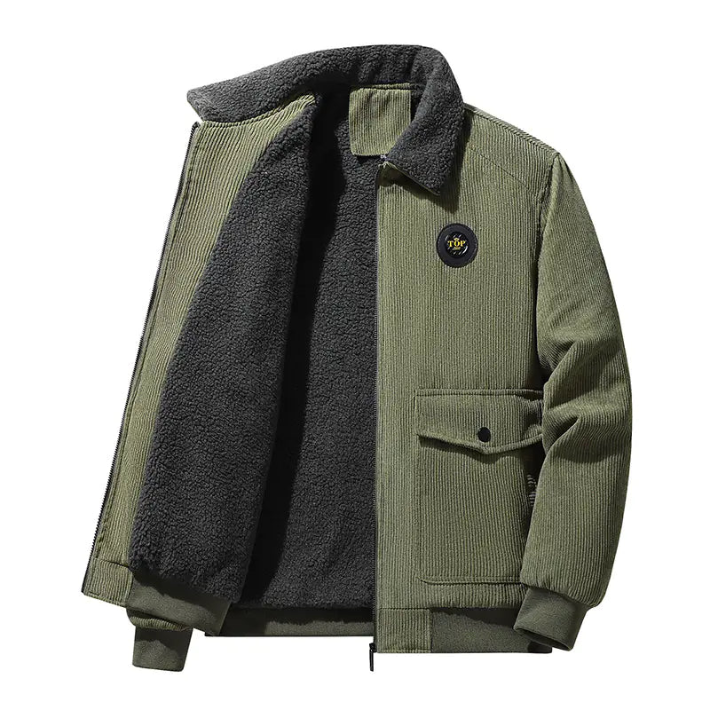 Men's Thickened Lamb Wool Cotton Corduroy Lapel Jacket