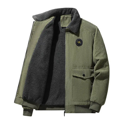 Men's Thickened Lamb Wool Cotton Corduroy Lapel Jacket