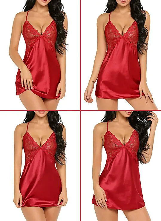 Women's Sexy Deep V Neck Backless Lingerie Nightwear