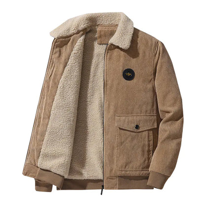 Men's Thickened Lamb Wool Cotton Corduroy Lapel Jacket