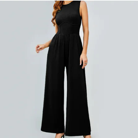 Sleeveless Women's Jumpsuit with Wide Legs (One Piece)