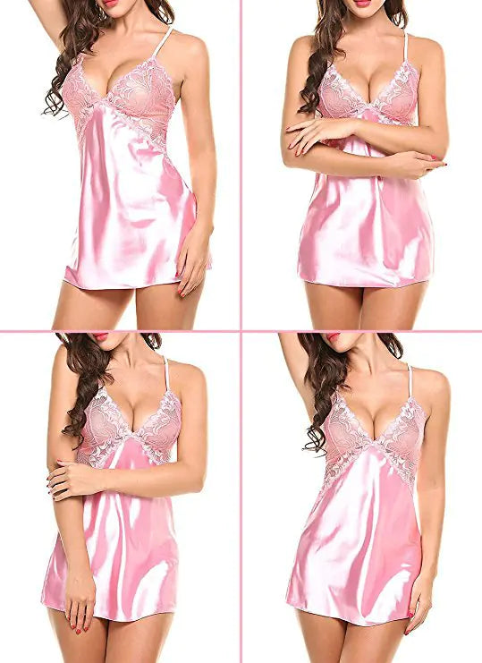 Women's Sexy Deep V Neck Backless Lingerie Nightwear