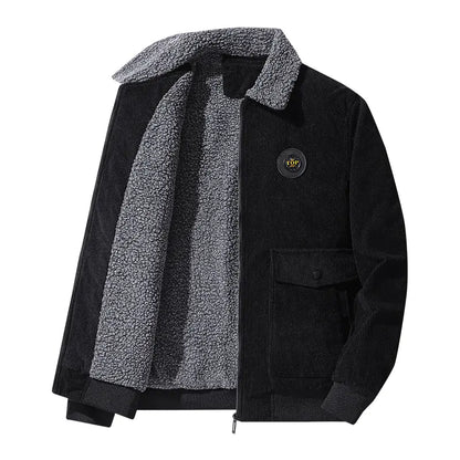 Men's Thickened Lamb Wool Cotton Corduroy Lapel Jacket