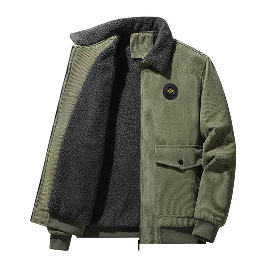 Men's Thickened Lamb Wool Cotton Corduroy Lapel Jacket
