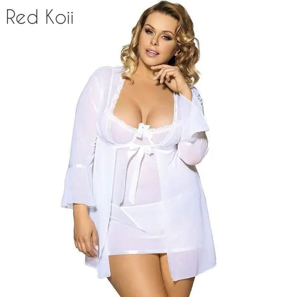 Plus Size Sexy Lingerie Set - 3-Piece Sleepwear