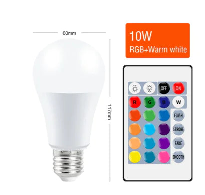 Smart RGB LED Bulb, E27, Remote Control