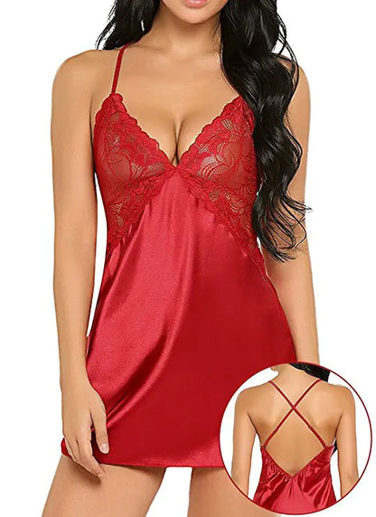 Women's Sexy Deep V Neck Backless Lingerie Nightwear